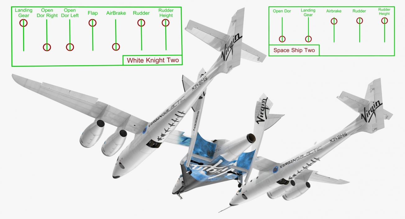 3D model Virgin Galactic SpaceShipTwo Rigged