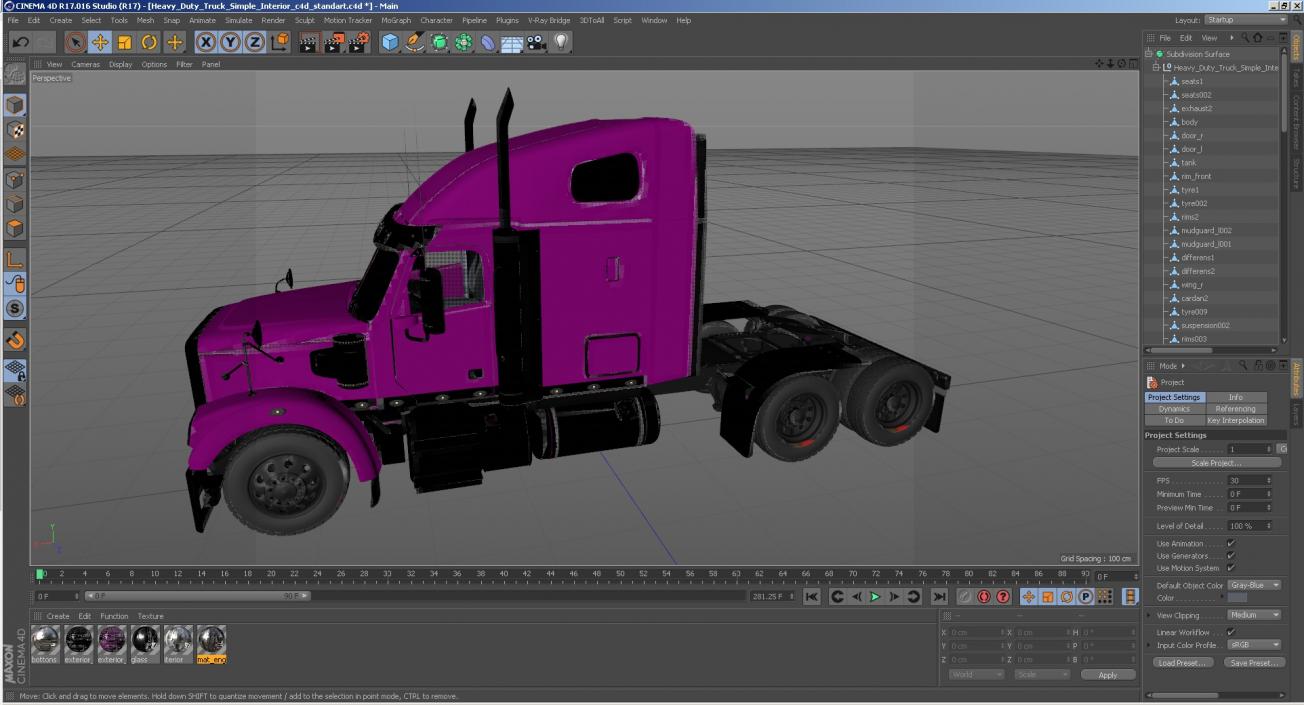 Heavy Duty Truck Simple Interior 3D