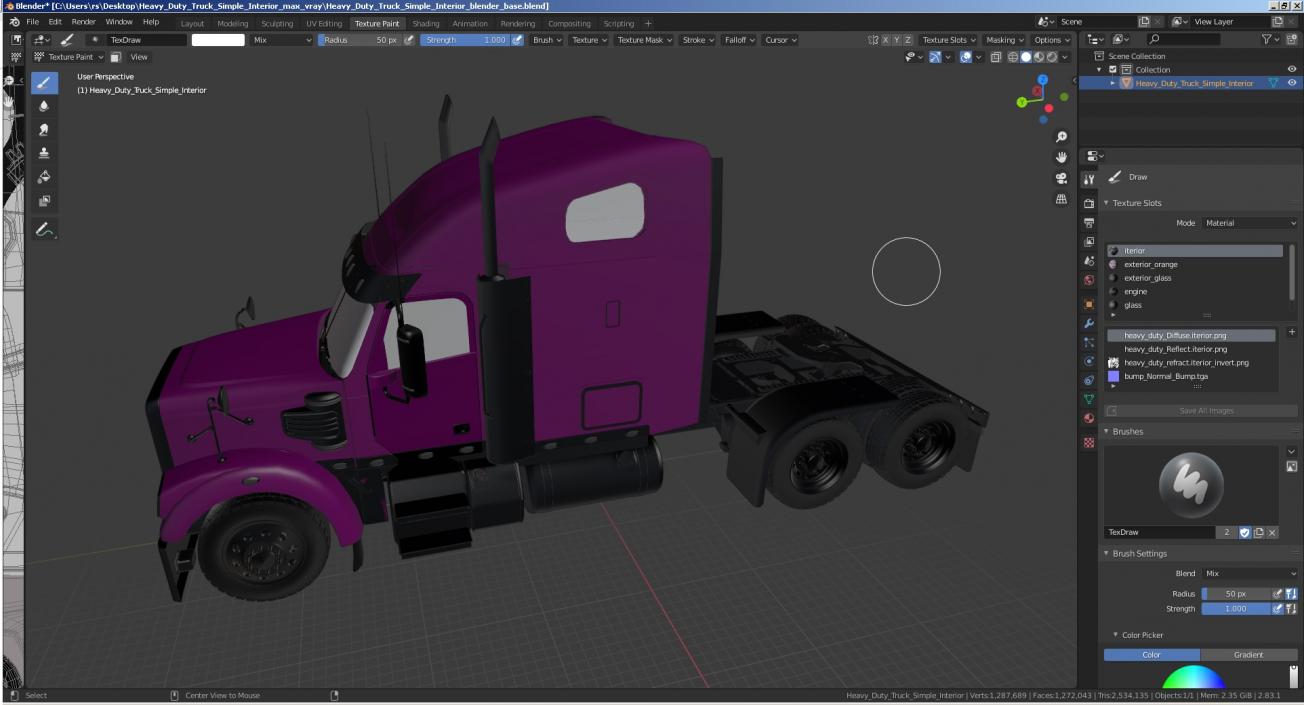 Heavy Duty Truck Simple Interior 3D