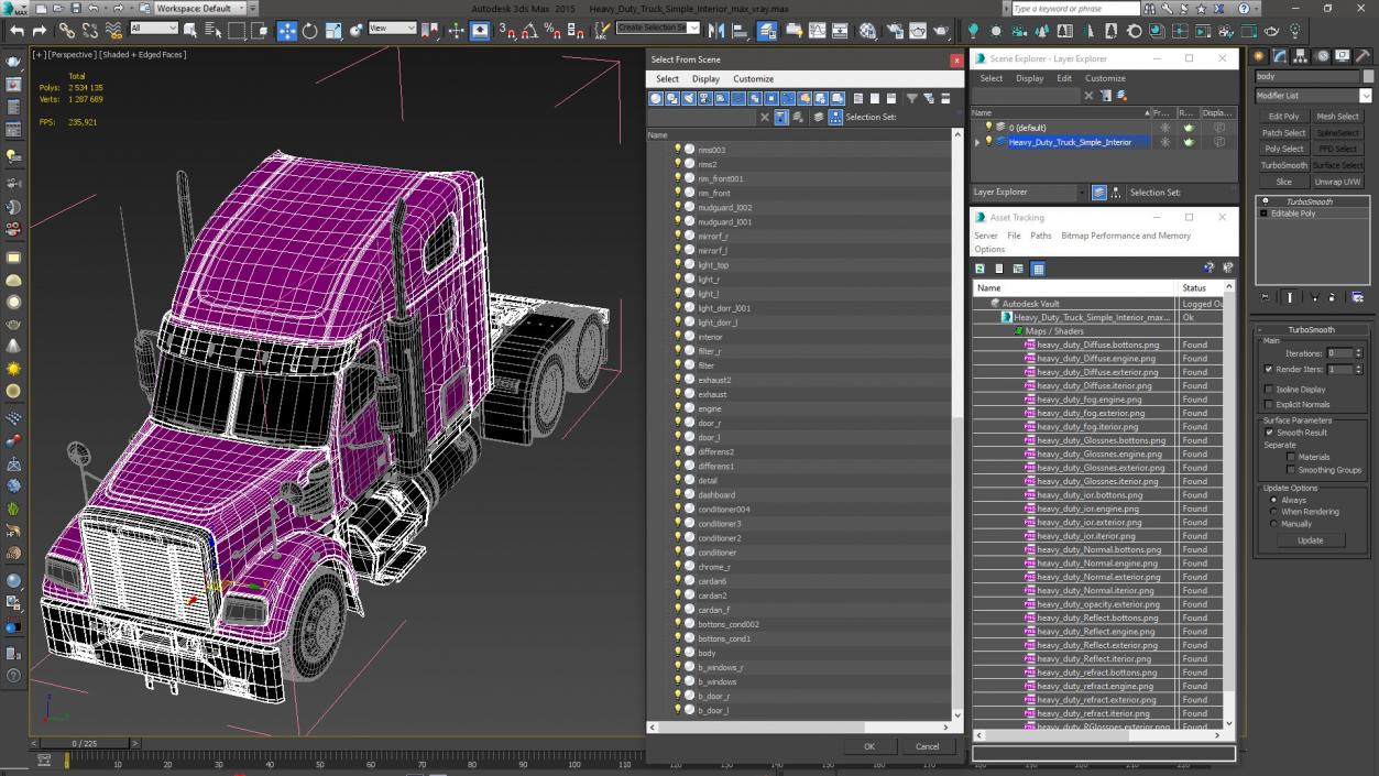 Heavy Duty Truck Simple Interior 3D