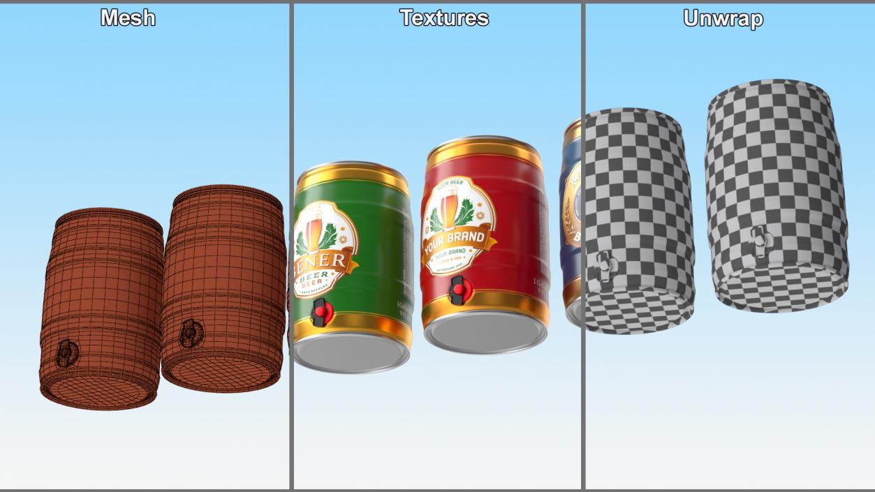 Customizable Beverage Keg Set 3D model