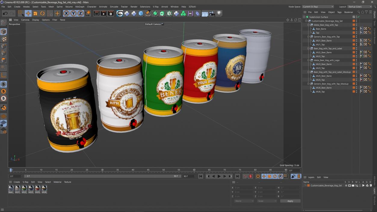 Customizable Beverage Keg Set 3D model