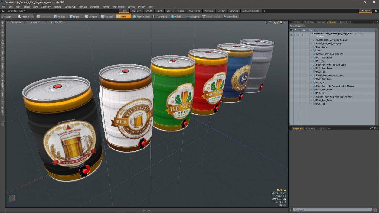 Customizable Beverage Keg Set 3D model