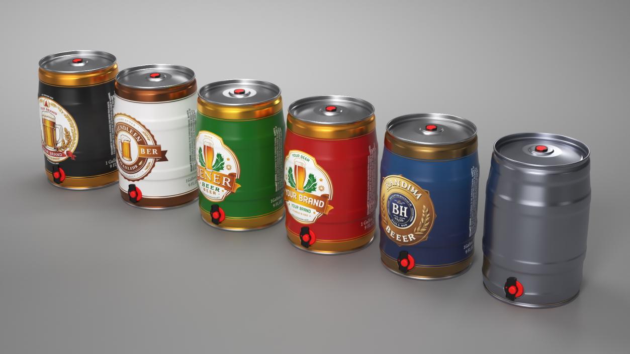 Customizable Beverage Keg Set 3D model