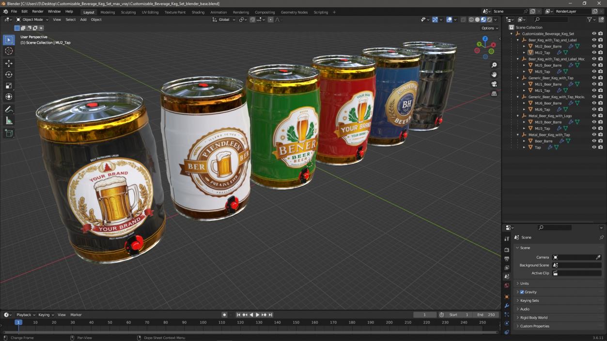 Customizable Beverage Keg Set 3D model