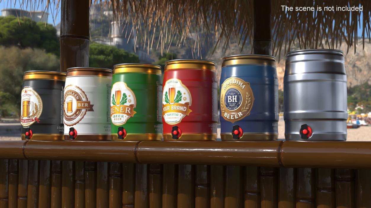 Customizable Beverage Keg Set 3D model