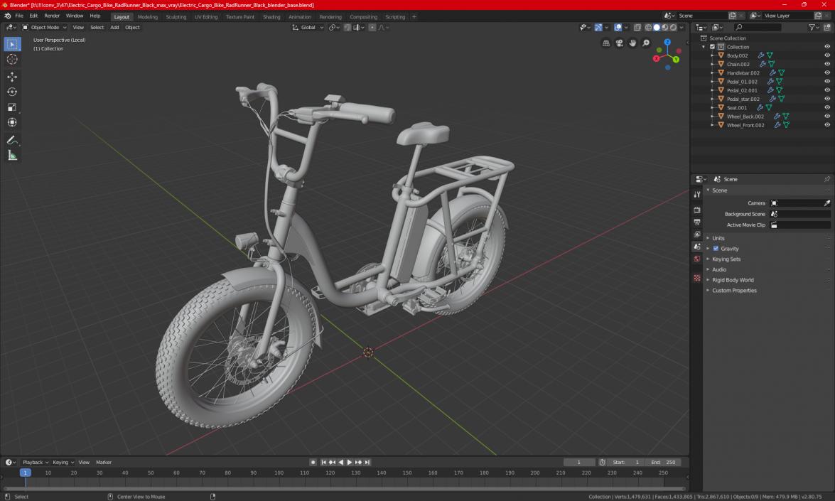 3D model Electric Cargo Bike RadRunner Black