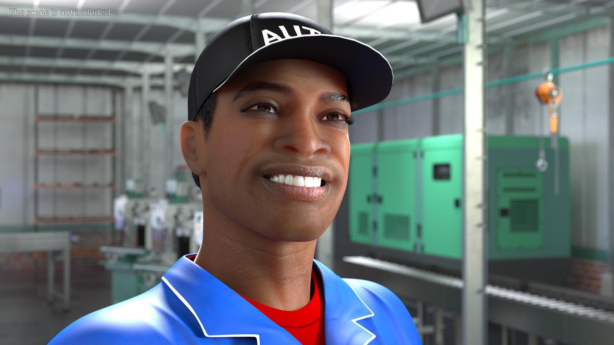 Light Skin Black Auto Mechanic Rigged 3D