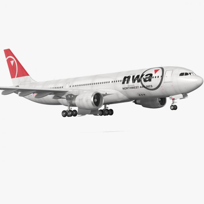 3D Airbus A330-200 Northwest Airlines Rigged