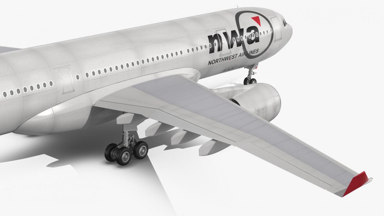 3D Airbus A330-200 Northwest Airlines Rigged