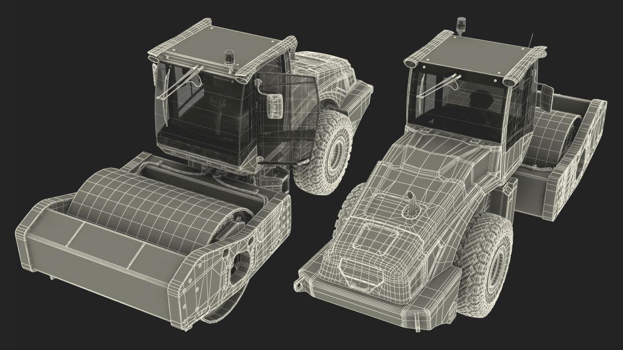 Heavy Duty Single Drum Compactor Dirty Rigged for Cinema 4D 3D model