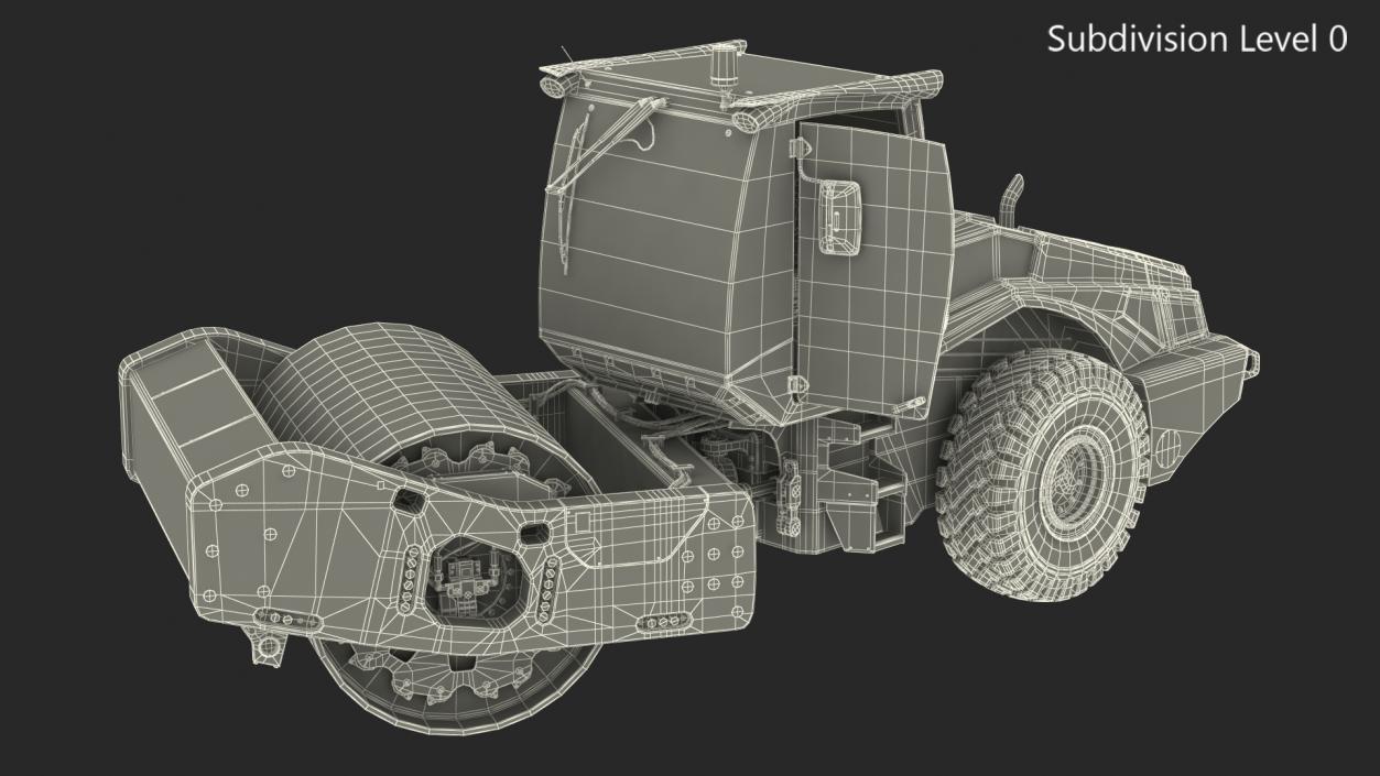 Heavy Duty Single Drum Compactor Dirty Rigged for Cinema 4D 3D model