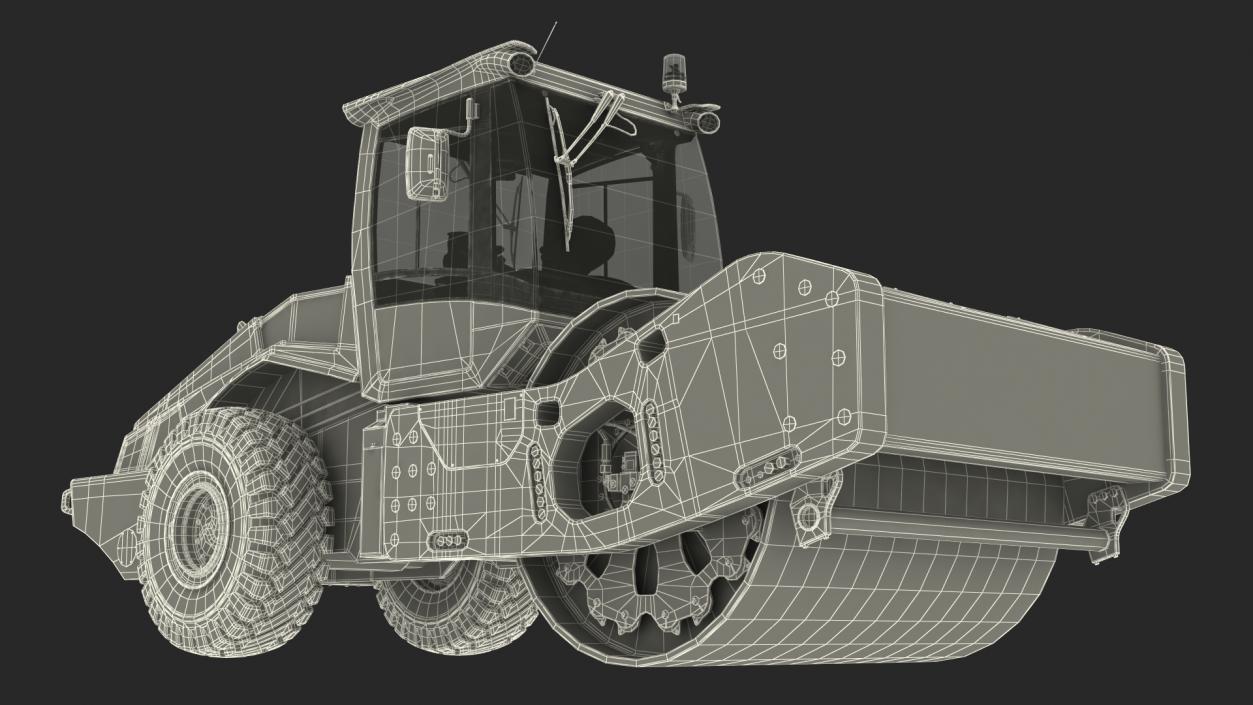 Heavy Duty Single Drum Compactor Dirty Rigged for Maya 3D model