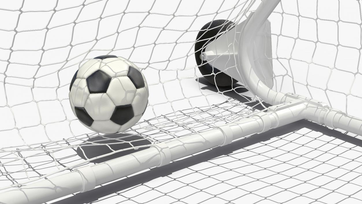 Animated Soccer Ball Hits the Goal Net Slowmotion 3D model