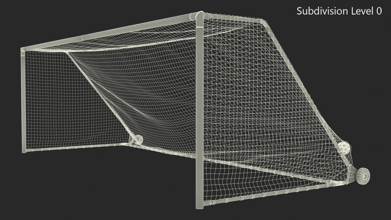 Animated Soccer Ball Hits the Goal Net Slowmotion 3D model