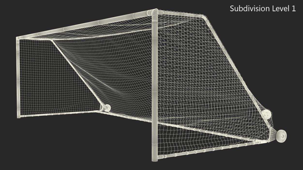 Animated Soccer Ball Hits the Goal Net Slowmotion 3D model