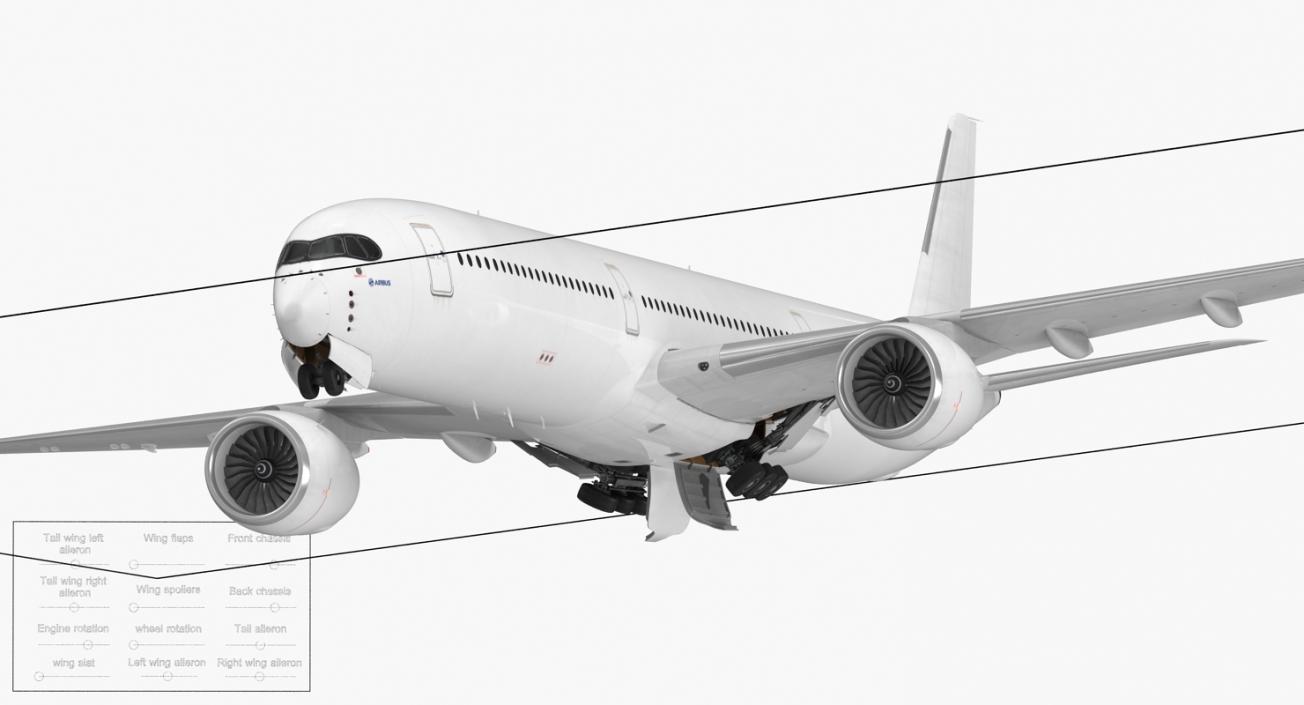 3D Airbus A350-1000 Generic Rigged