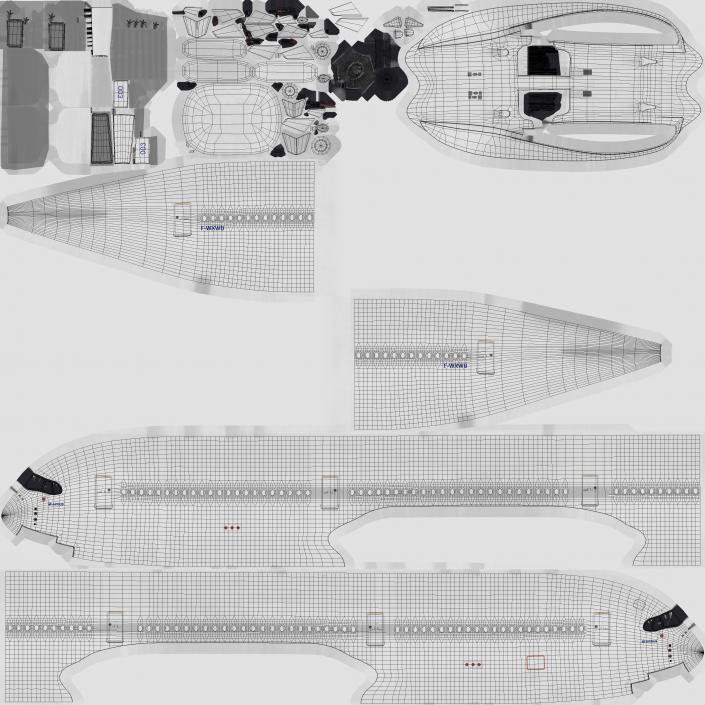 3D Airbus A350-1000 Generic Rigged