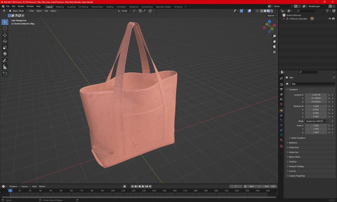 3D Premium Tote Red