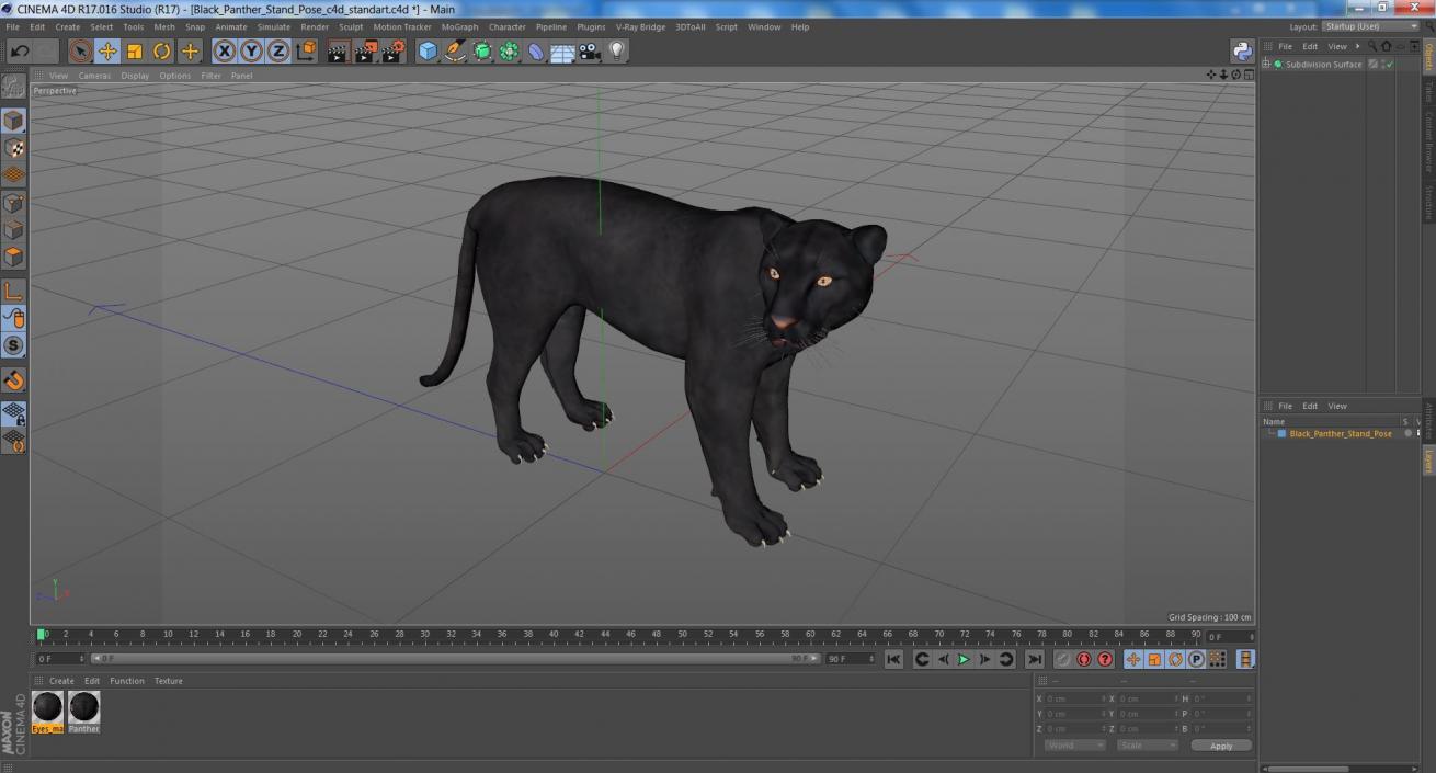 3D Black Panther Stand Pose 2