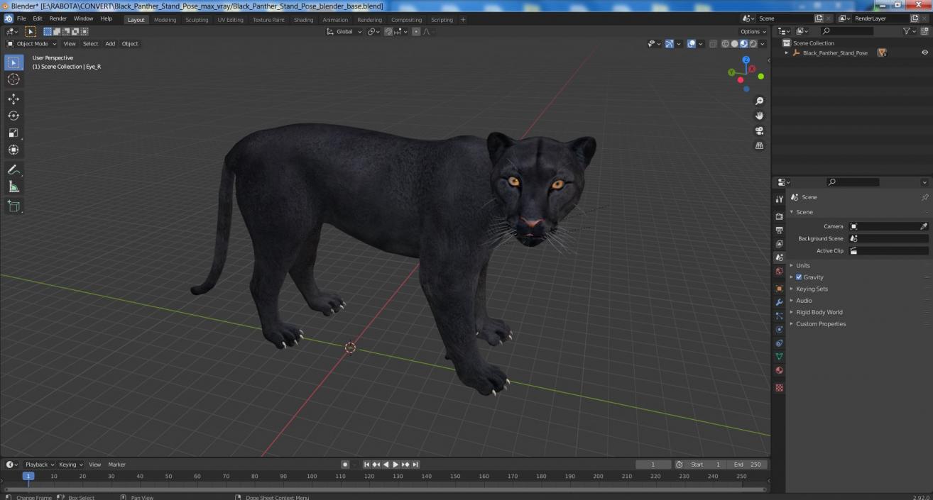 3D Black Panther Stand Pose 2