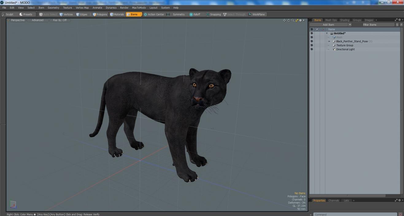 3D Black Panther Stand Pose 2