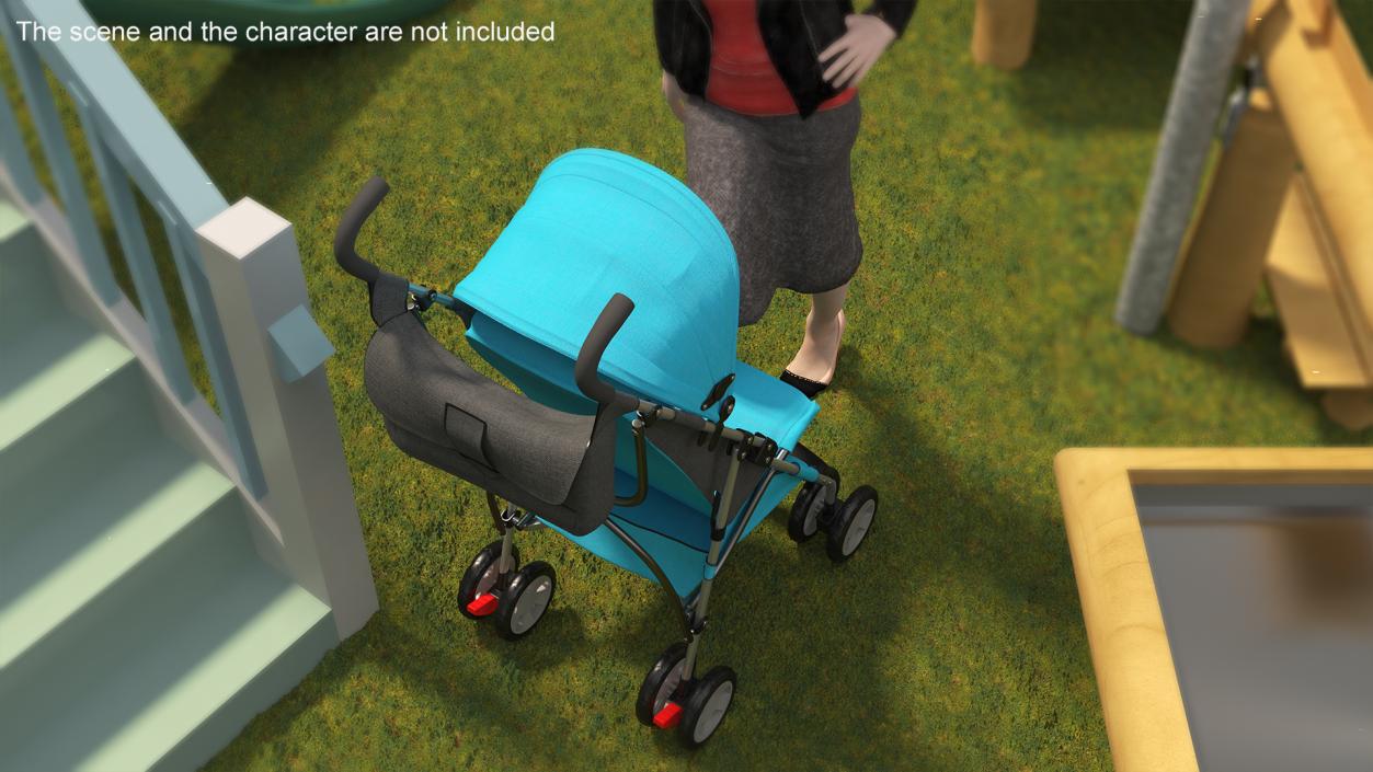 3D Baby Portable Stroller Light Blue model