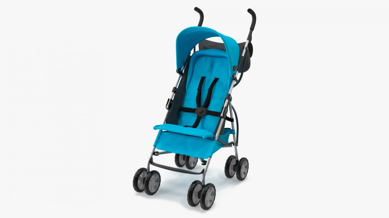 3D Baby Portable Stroller Light Blue model