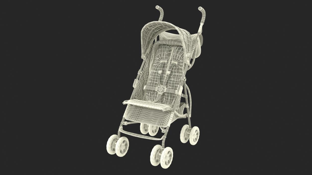 3D Baby Portable Stroller Light Blue model