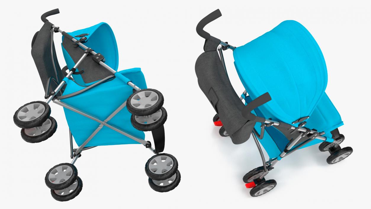 3D Baby Portable Stroller Light Blue model