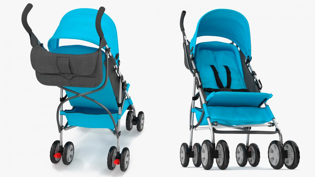 3D Baby Portable Stroller Light Blue model