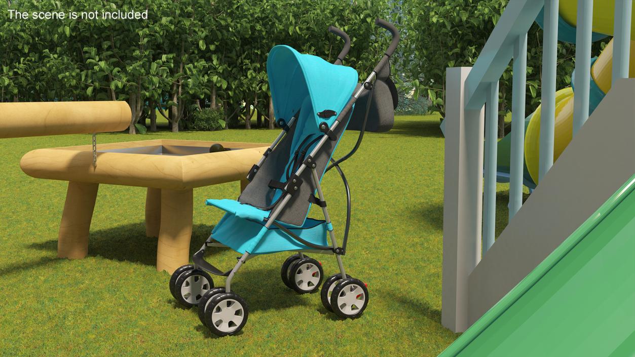 3D Baby Portable Stroller Light Blue model