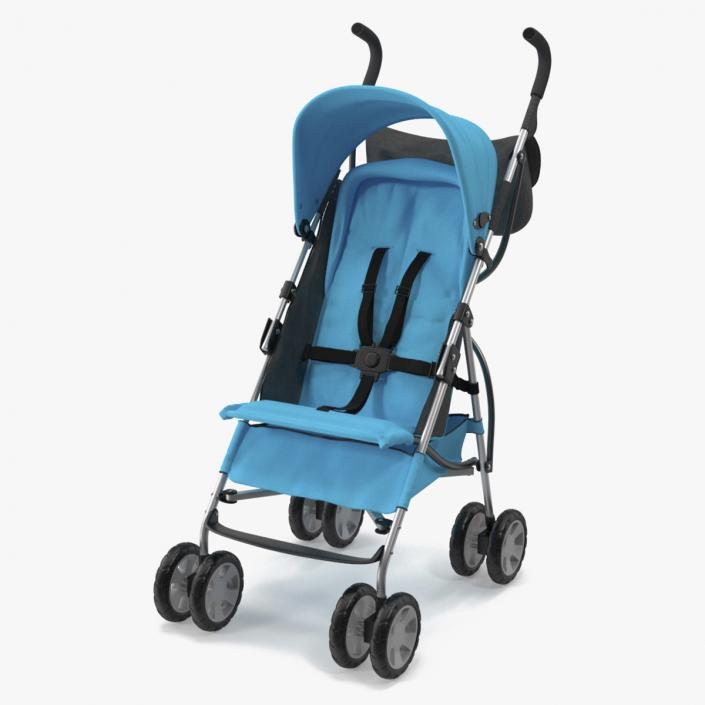 3D Baby Portable Stroller Light Blue model