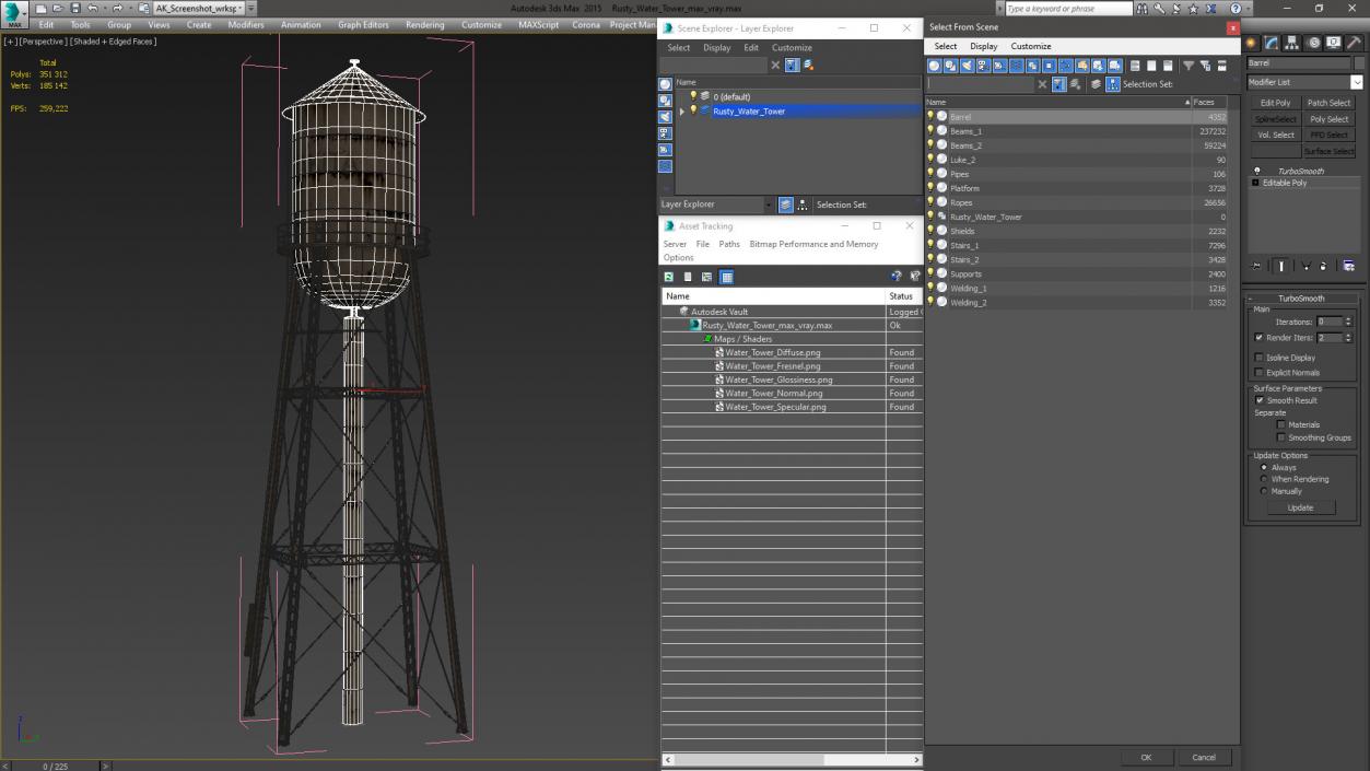 Rusty Water Tower 3D