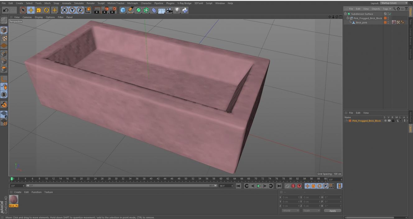 Pink Frogged Brick Block 3D model