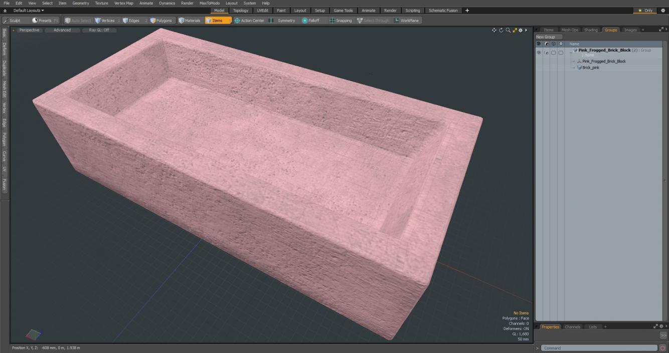 Pink Frogged Brick Block 3D model