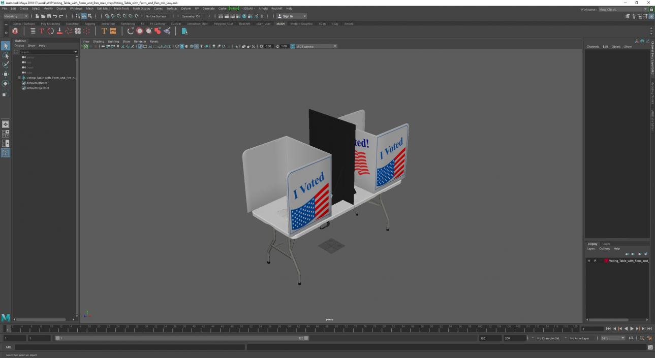 3D model Voting Table with Form and Pen