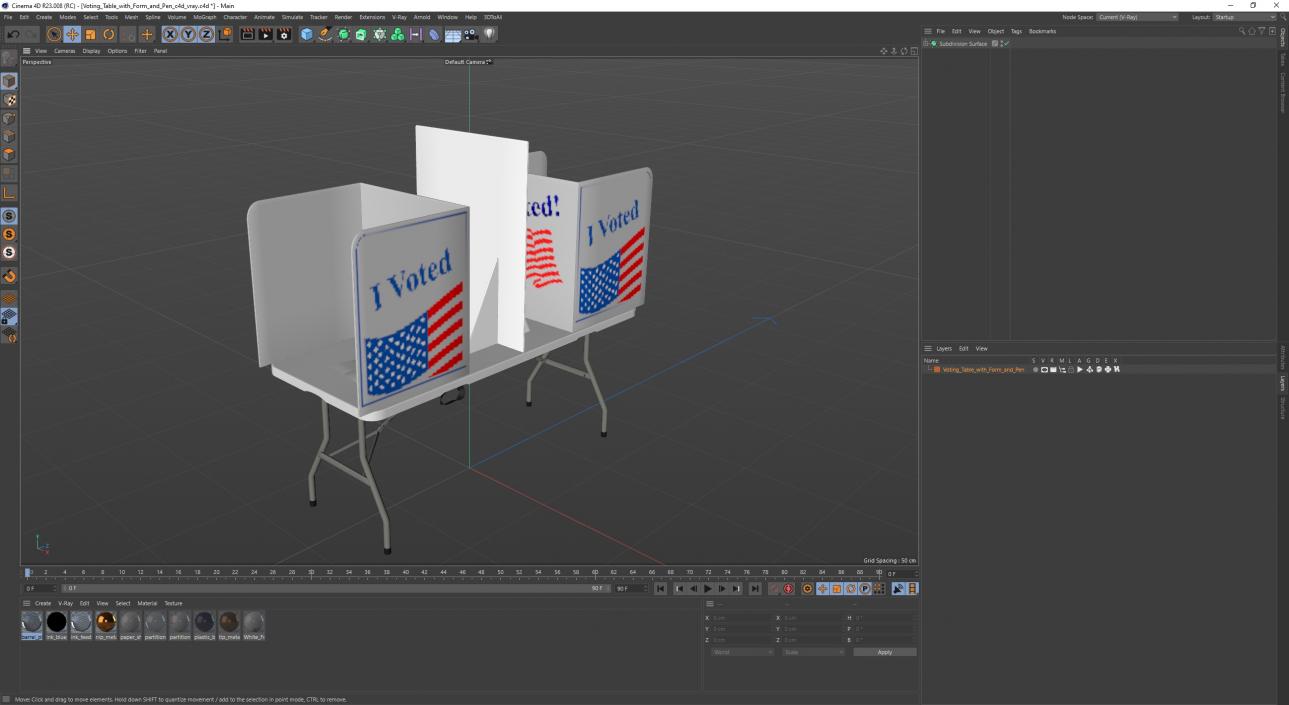 3D model Voting Table with Form and Pen