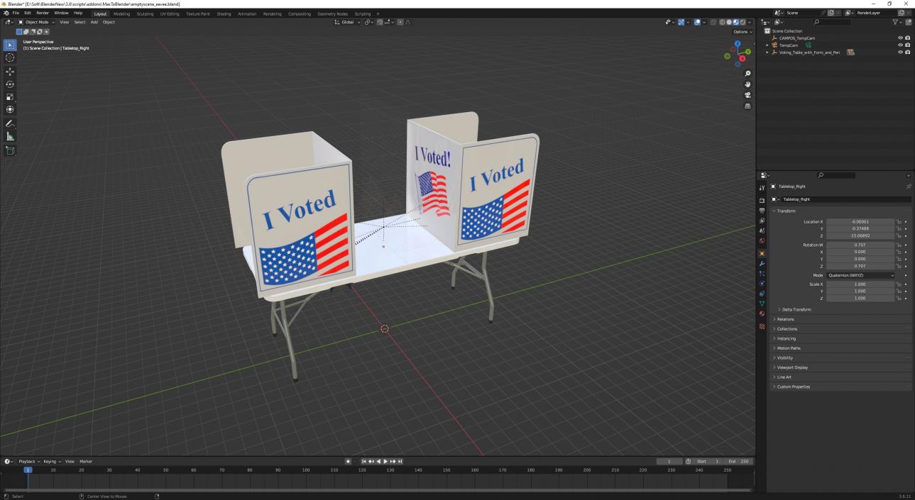 3D model Voting Table with Form and Pen