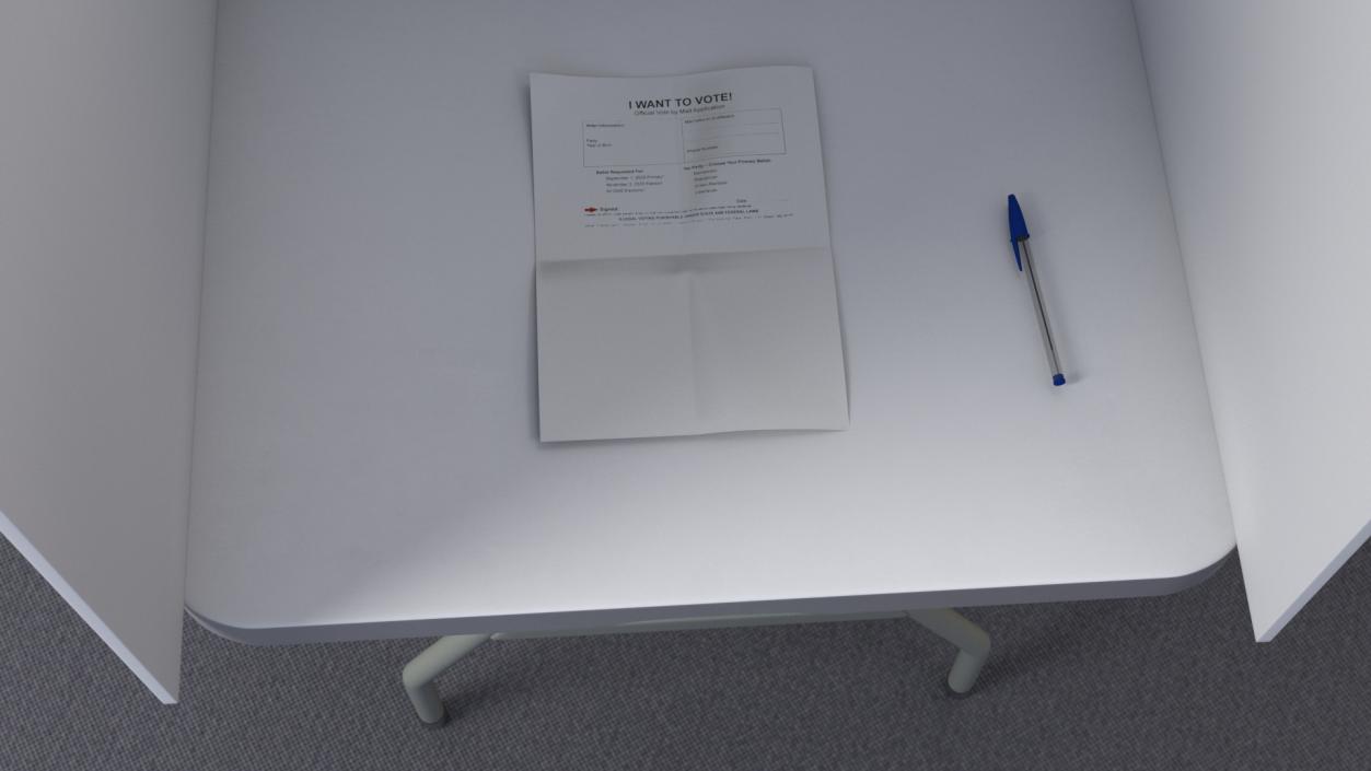 3D model Voting Table with Form and Pen