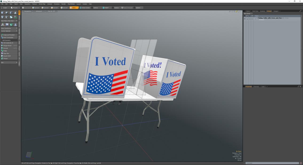 3D model Voting Table with Form and Pen