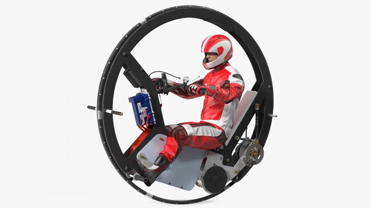 3D Monowheel Motorcycle With Rider