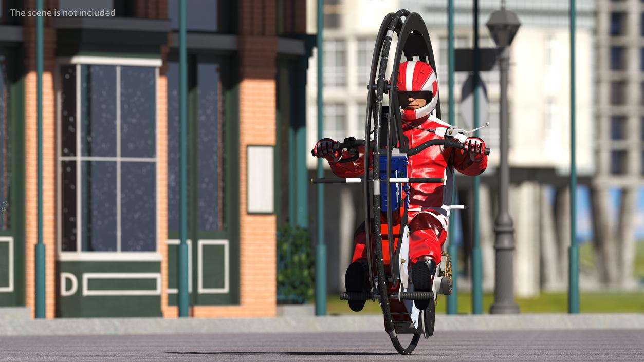 3D Monowheel Motorcycle With Rider