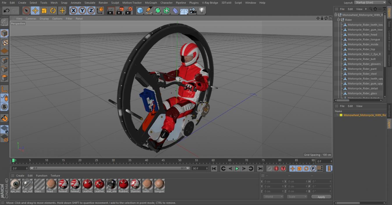 3D Monowheel Motorcycle With Rider