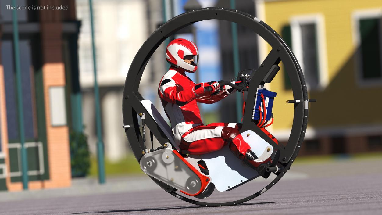 3D Monowheel Motorcycle With Rider