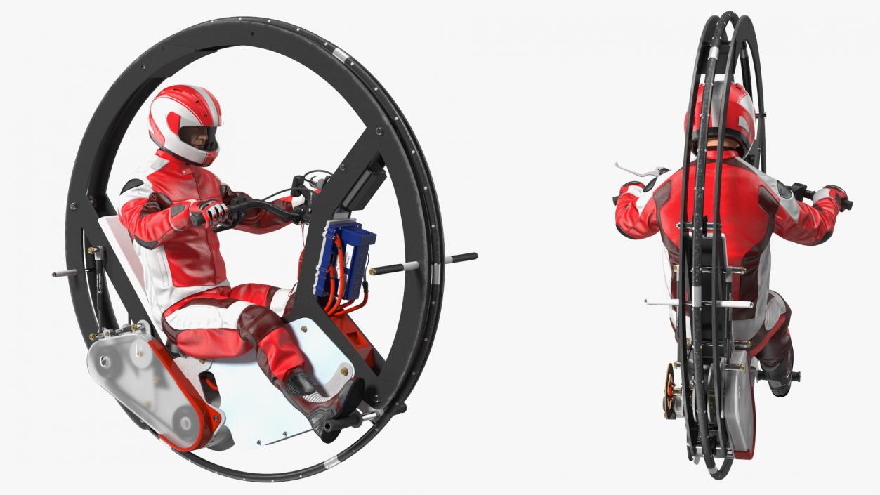 3D Monowheel Motorcycle With Rider