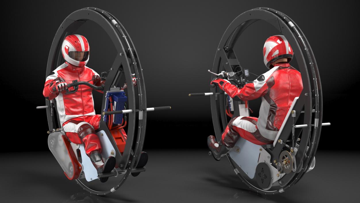 3D Monowheel Motorcycle With Rider