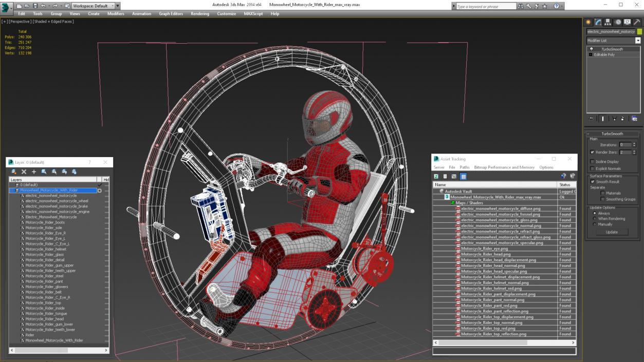 3D Monowheel Motorcycle With Rider