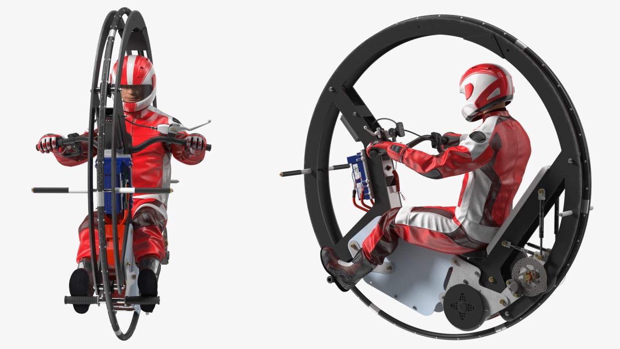 3D Monowheel Motorcycle With Rider