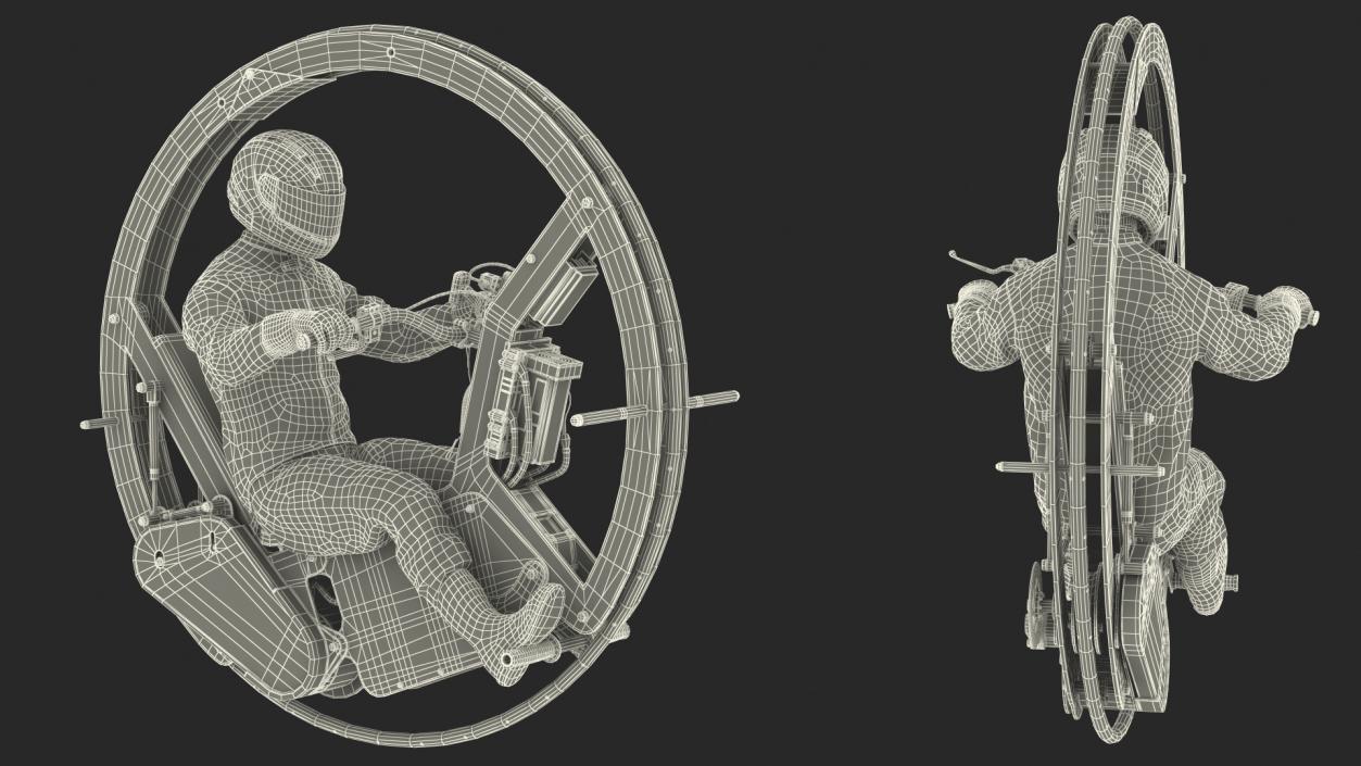 3D Monowheel Motorcycle With Rider